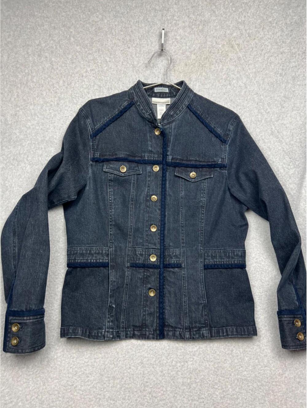 Jones New York Denim Jeans Jacket Womens Size L Long Sleeve Stretch Cotton